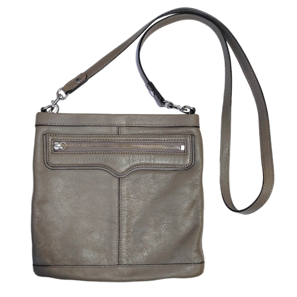 Rebecca Minkoff Light Gray Leather Small Crossbody Bag Handbag Purse